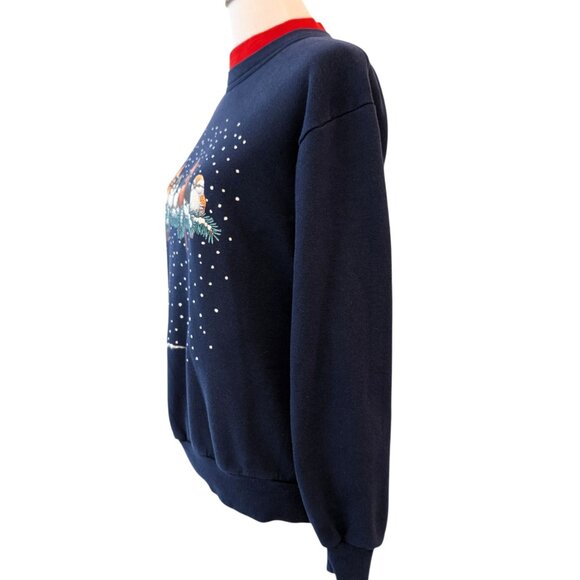 Vintage Morning Sun Unisex Sz M Blue Winter Snowbirds Mock Crew Sweatshirt Top - Picture 2 of 8